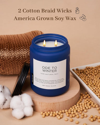 M&SENSE Ode to Winter - Lavender Sandalwood Strong Scented Candle, 19.4oz 110 Hour Clean Non Toxic
