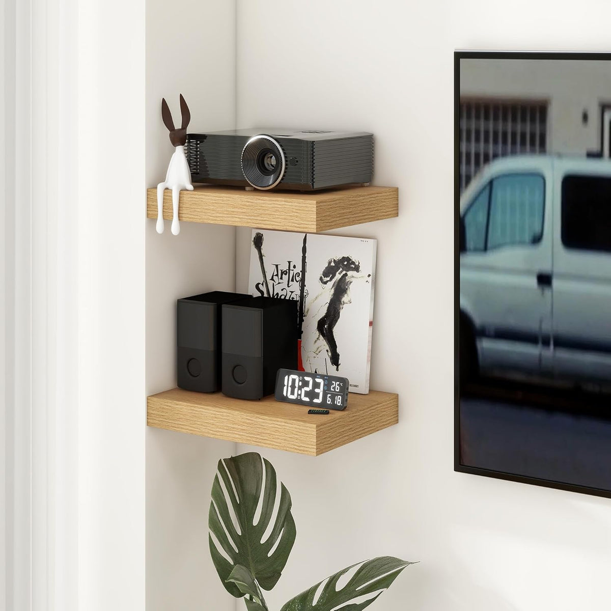 Deep Floating Shelves for Wall | 16 Inch Wide x 12 Inch Deep Floating Shelves Set of 2 | Rustic Oak