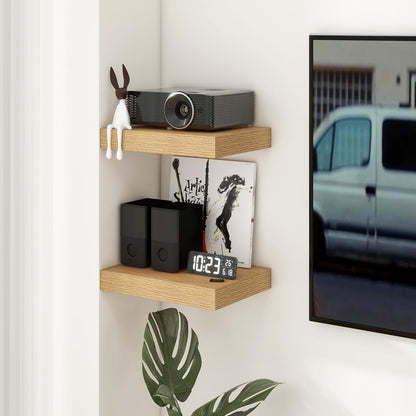 Deep Floating Shelves for Wall | 16 Inch Wide x 12 Inch Deep Floating Shelves Set of 2 | Rustic Oak