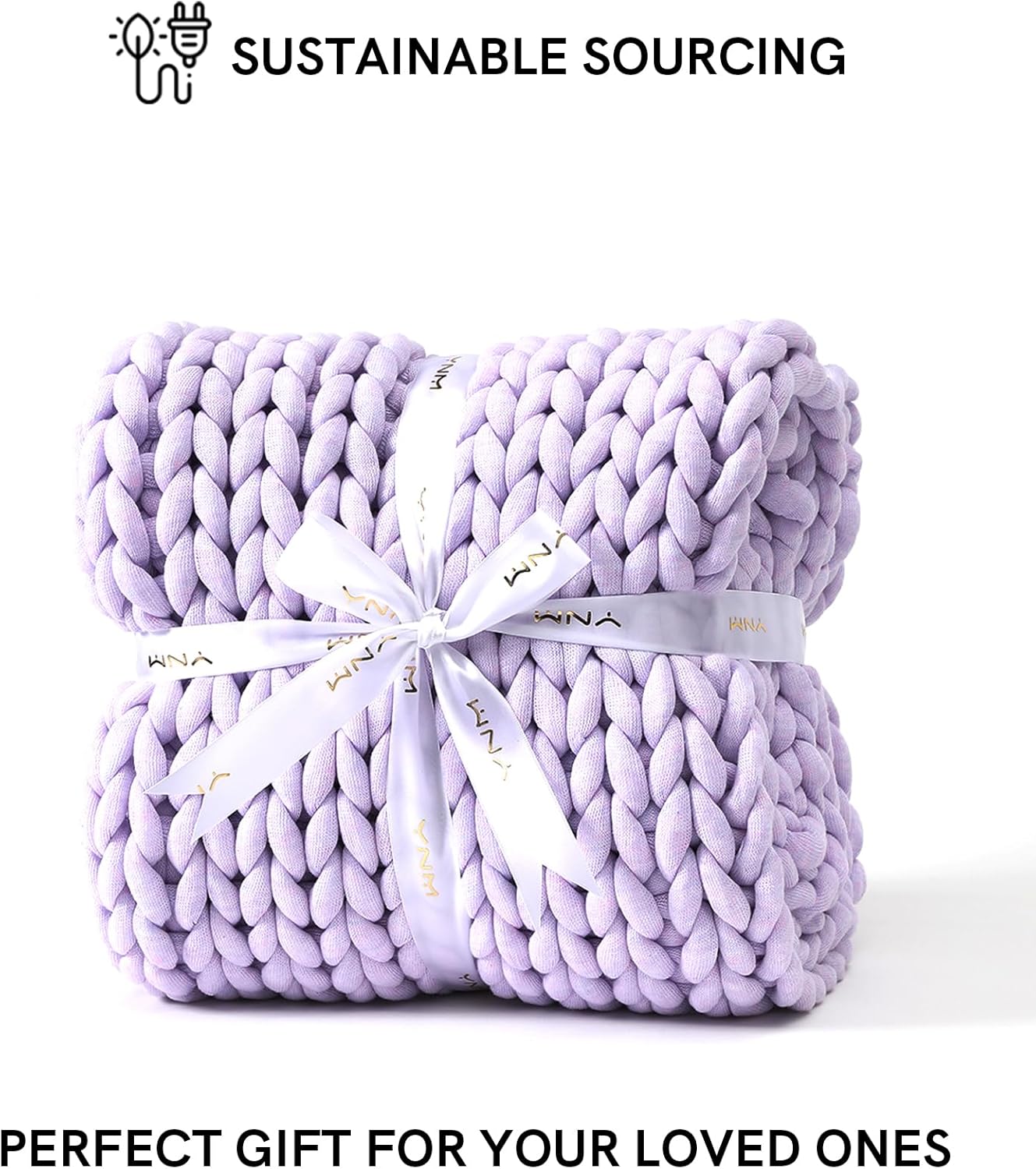 YnM Chunky Throw Blanket, Medium-Weight, Hand Knitted, Skin Friendly, Ventilated and Breathable