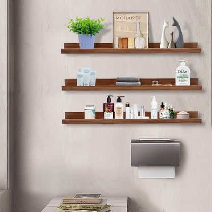 AZSKY 36 Inch Floating Book Shelves Rustic Wood Wall Picture Ledge Shelf for Storage Light Walnut