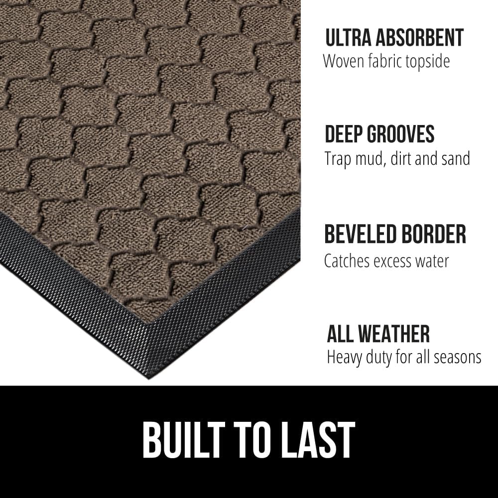 GORILLA GRIP 100% Waterproof All-Season WeatherMax Doormat, 47x35, US Designed Natural Rubber
