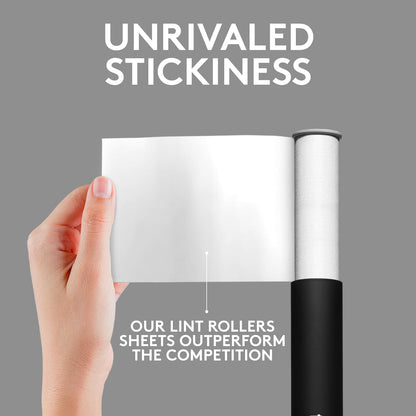Flint Classic Black Retractable Mini Lint Roller with 90 Extra Sticky Sheets, Small and Portable