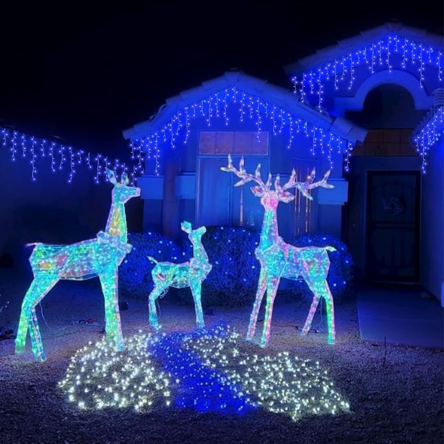 YEGUO 400 LED Blue Icicle Lights Outdoor Waterproof, 33ft 80 Drops Icicle String Lights