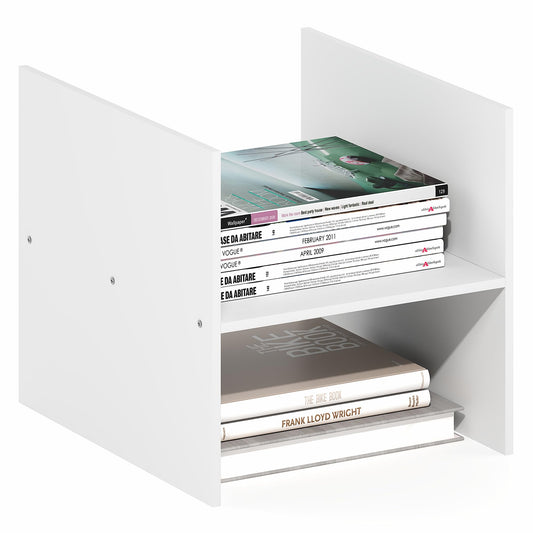 Furinno Cubicle H-Shelf Cube Insert, 2-Tier Cube Organizer, White