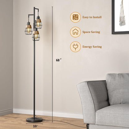 Oneach 68" Floor Lamps for Living Room, Stepless Dimmable Boho Floor Lamp with 3 Bulbs, Tall