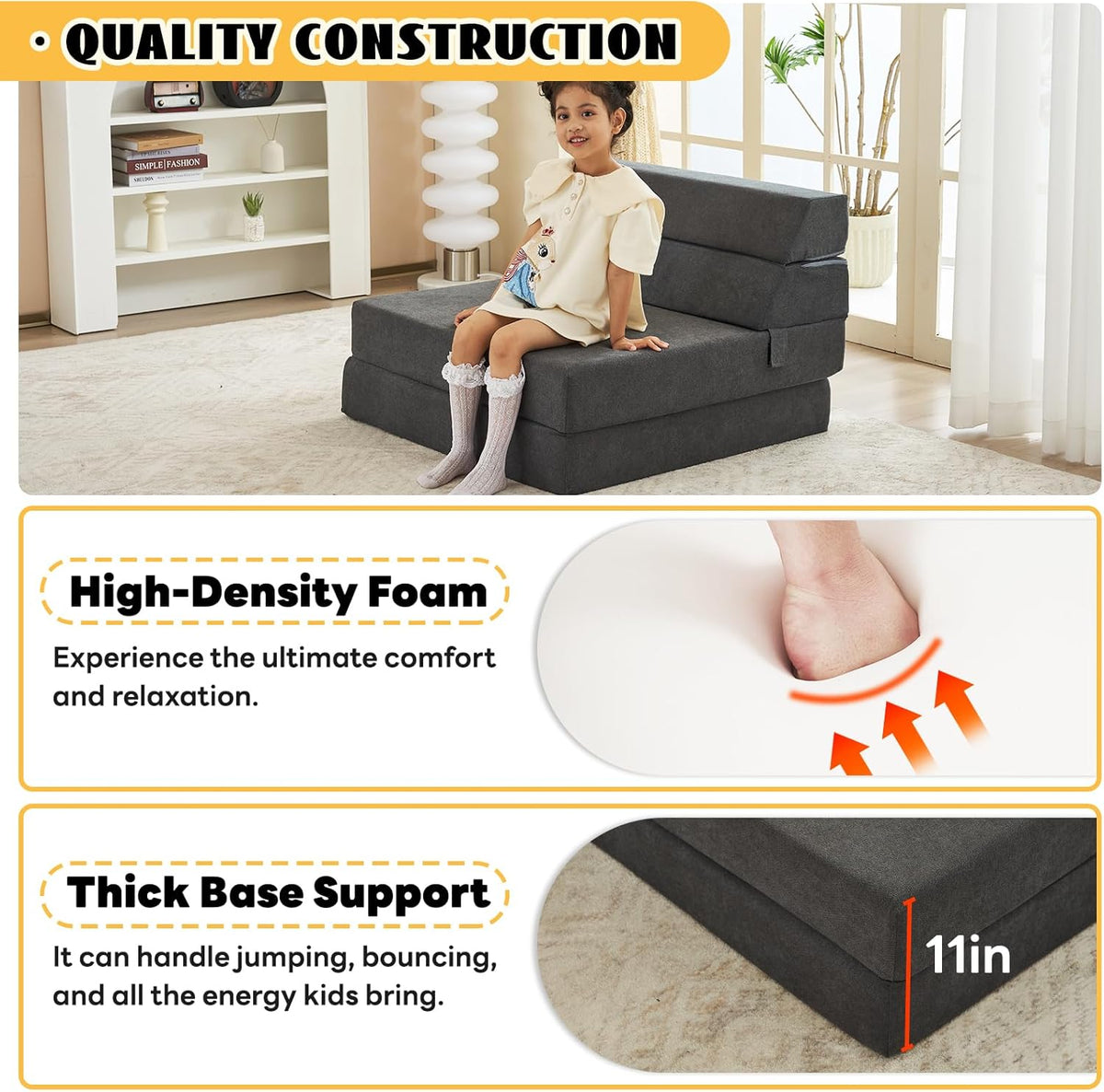 jela Foldable Sofa Bed Large Soft Foam Convertible Sleeper Chair Luxury Miss Fabric Fold Out Chair