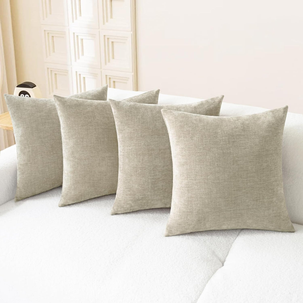 CaliTime Throw Pillow Covers Decorative 18 X 18 Inches Pack of 4 Cozy Chenille Cushion Cases for