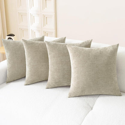 CaliTime Throw Pillow Covers Decorative 18 X 18 Inches Pack of 4 Cozy Chenille Cushion Cases for