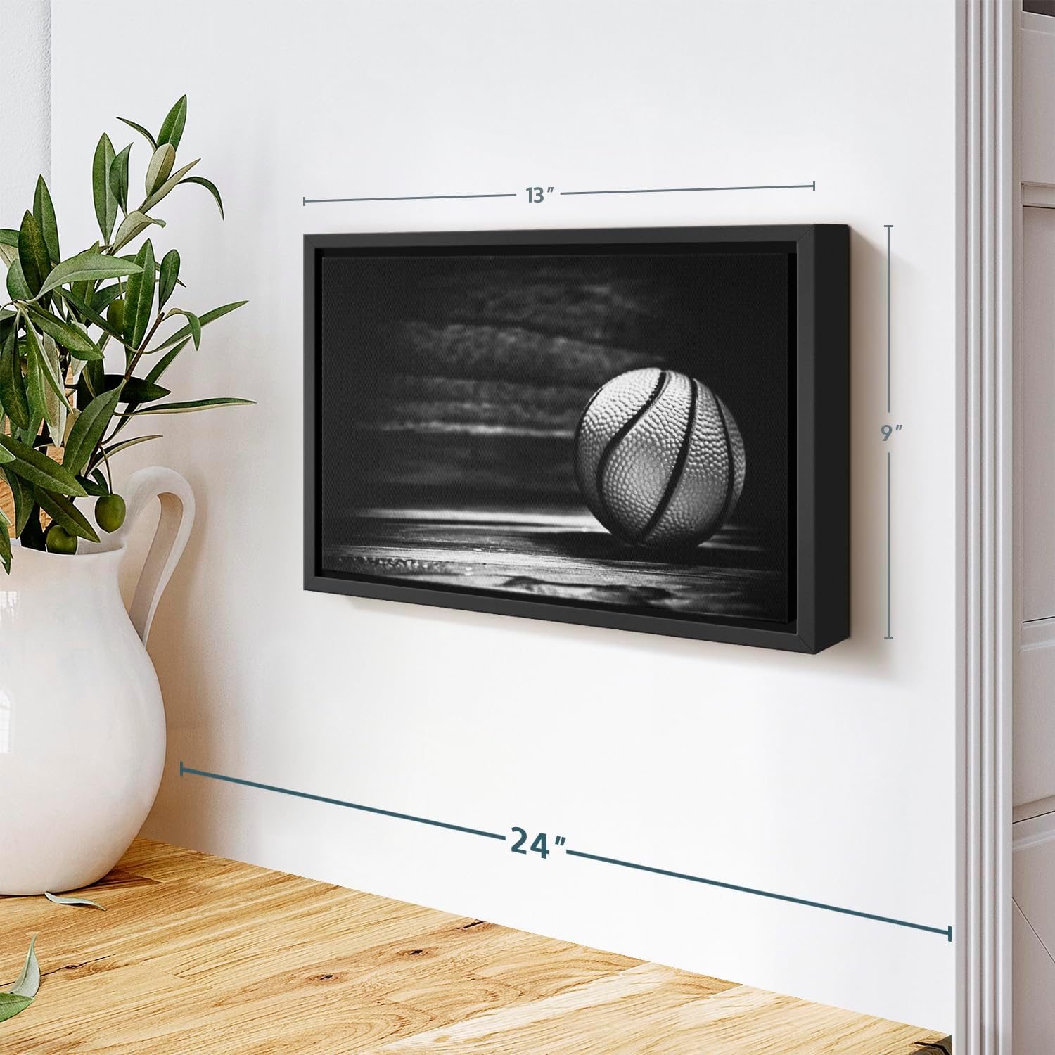 ElephantStock Basketball Wall Art - Horizontal Framed Canvas - 1-Piece Hallway Wall Decor