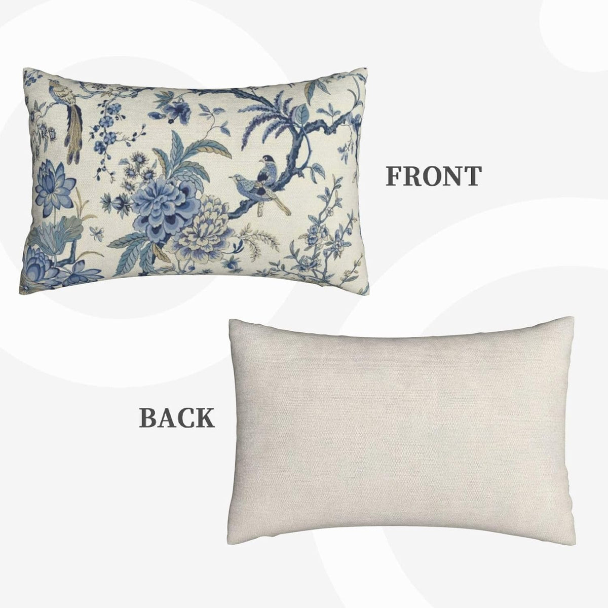 CXMEIFLY Spring Floral Birds Pillow Covers 12 x 20 Inch Set of 2 for Chinoiserie Flowers Decor