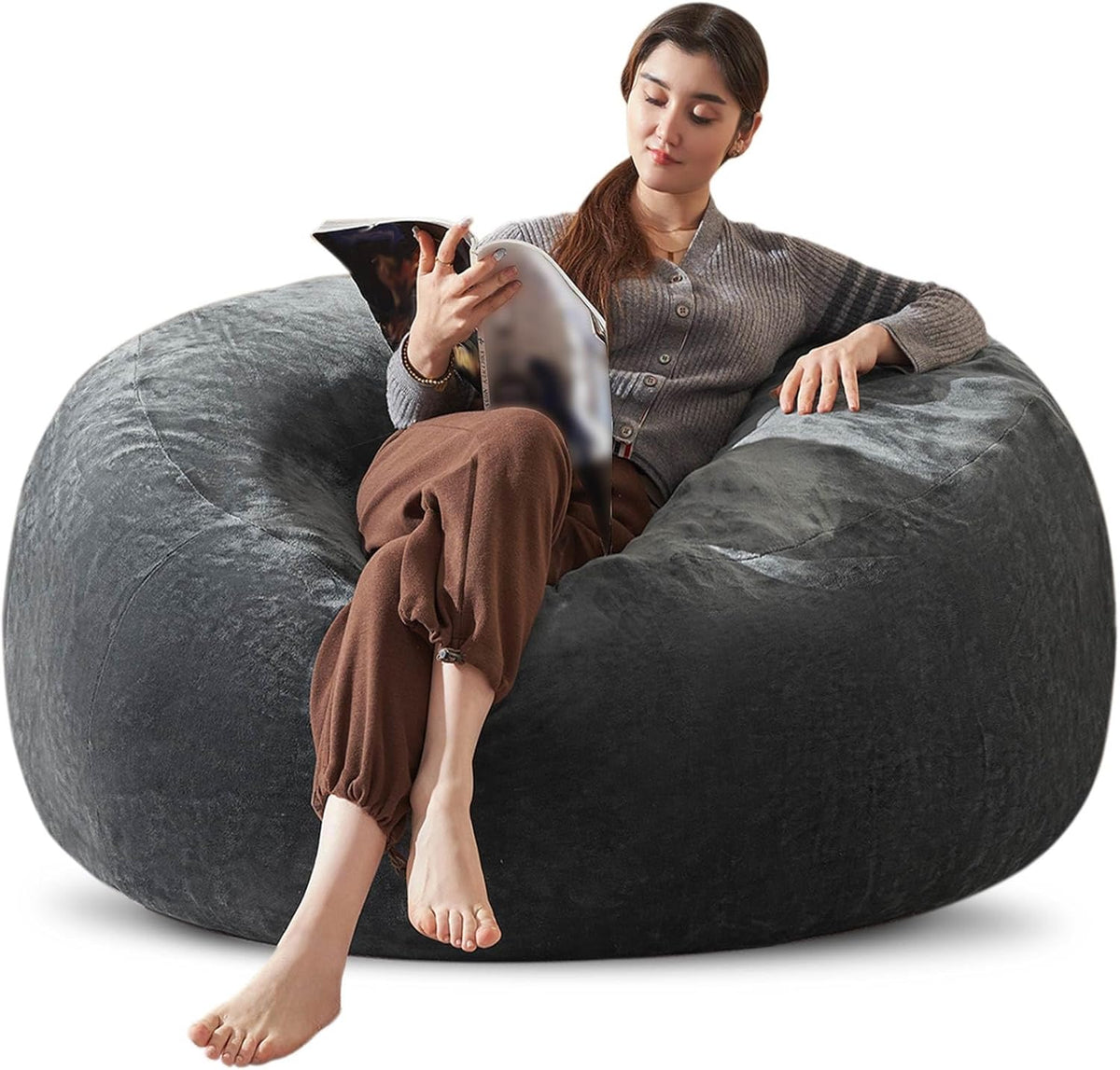 Bean Bag Chair 4Ft, Memory Foam Filled, Large Beanbag Chairs for Adults and Teens, Soft Sofa with