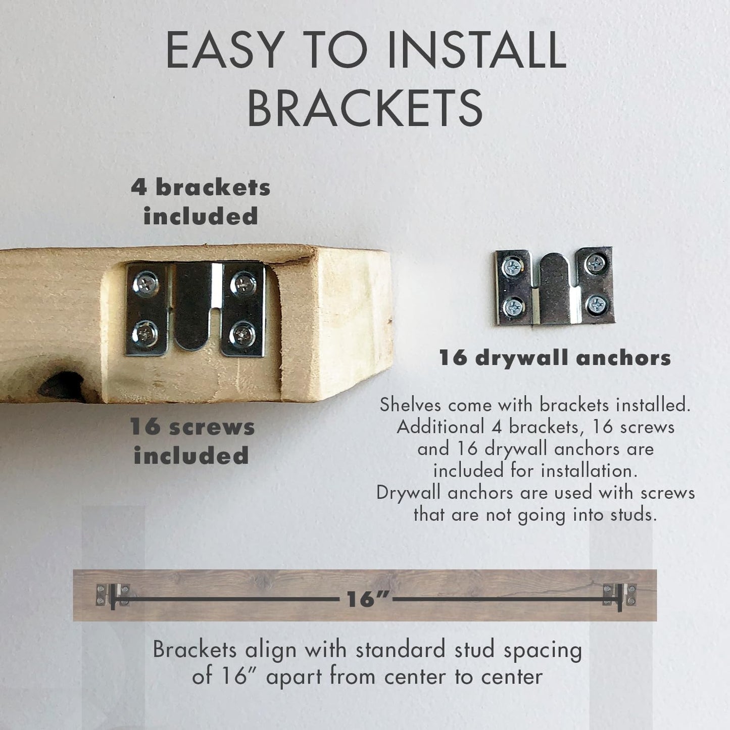 Urban Legacy Reclaimed Barnwood Planks | Floating Shelves for Wall w/Flush Mount Shelf Bracket Set