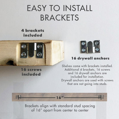 Urban Legacy Reclaimed Barnwood Planks | Floating Shelves for Wall w/Flush Mount Shelf Bracket Set