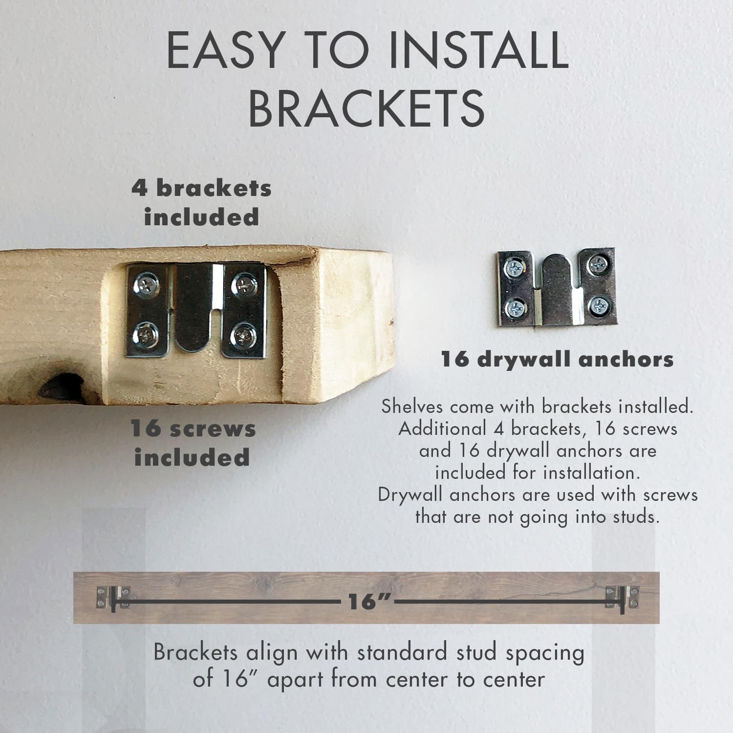 Urban Legacy Reclaimed Barnwood Planks | Floating Shelves for Wall w/Flush Mount Shelf Bracket Set