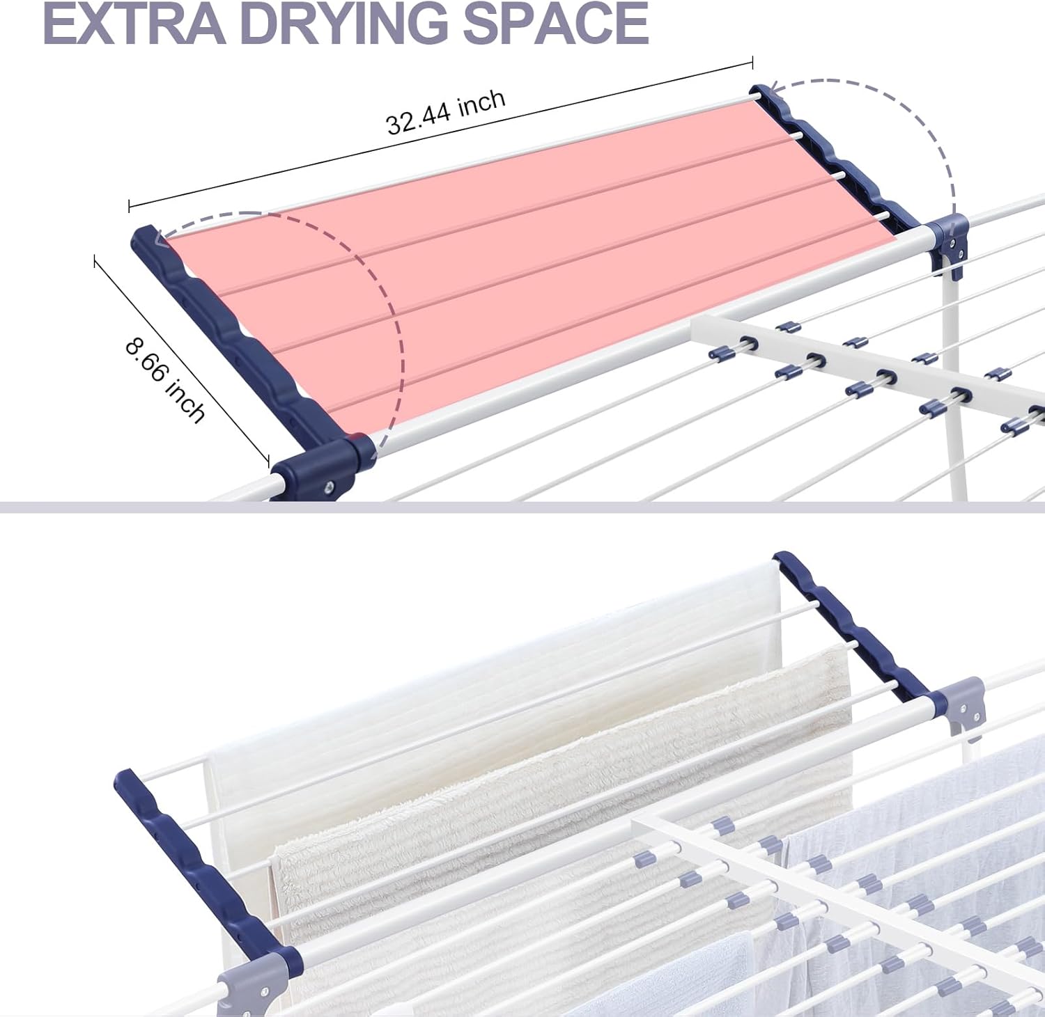 APEXCHASER Clothes Drying Rack, Foldable Gullwing Laundry Rack for Indoor Outdoor, 10pcs Clips with