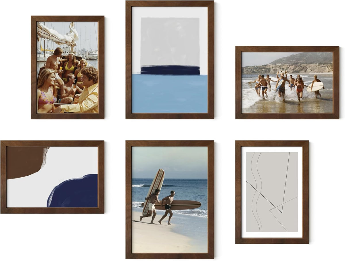 HAUS AND HUES Walnut Oak Wood Gallery Wall Tabletop Frames Made with Real American Oak and