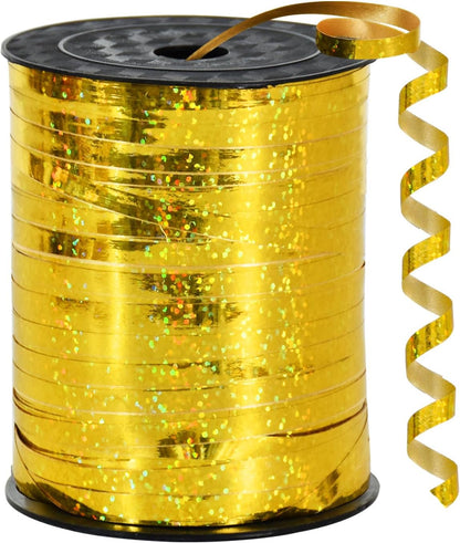 BEISHIDA 500 Yards Gold Crimped Curling Ribbon Shiny Metallic Balloon String Roll Gift Wrapping