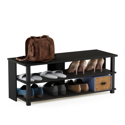 Furinno Turn-N-Tube Shoe Rack, 3-Tier Shoe Organizer, Compact Shoe Storage with Open Shelves, 15.5