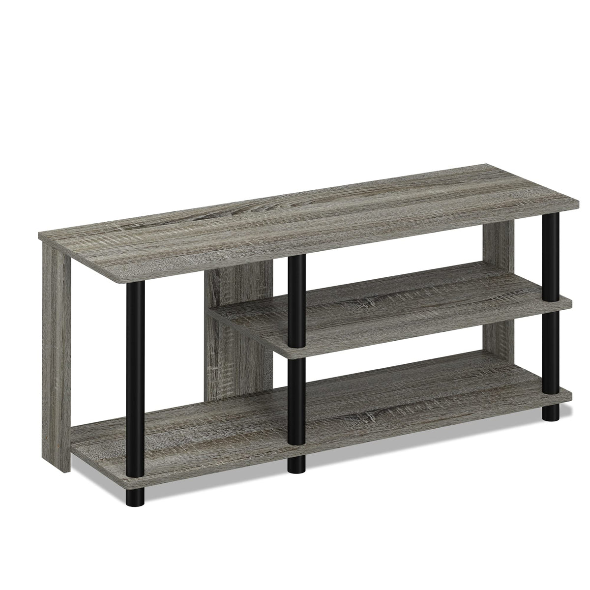 Furinno Turn-N-Tube Compact Multi Storage Shoe Rack, 35.2"W 3-Tier, French Oak Grey/Black