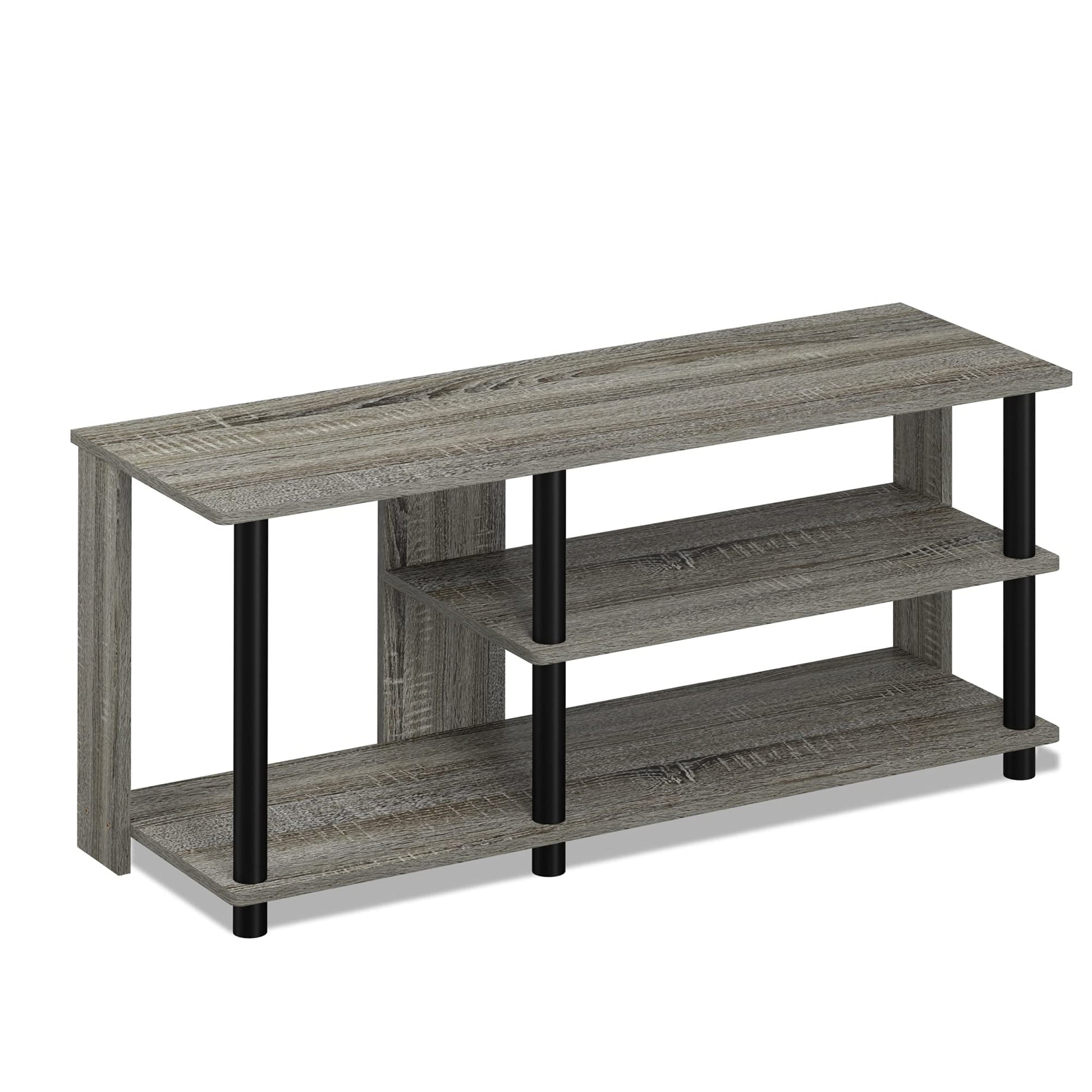 Furinno Turn-N-Tube Compact Multi Storage Shoe Rack, 35.2"W 3-Tier, French Oak Grey/Black