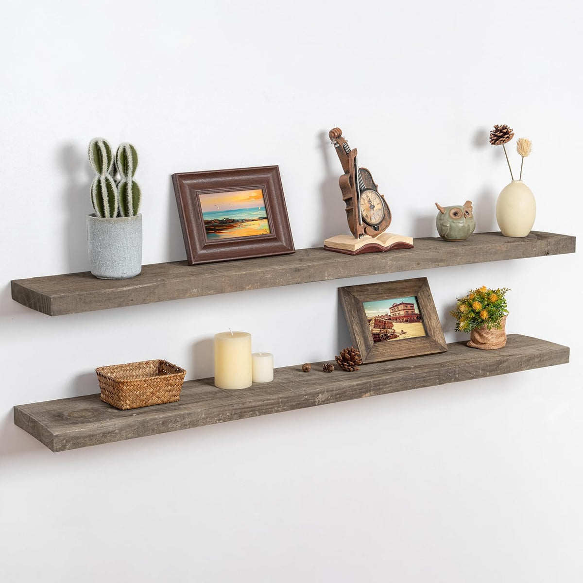 48 Inch Fireplace Mantel Shelf - 8 Inch Deep Rustic Solid Reclaimed Wood Floating Shelf, Wall