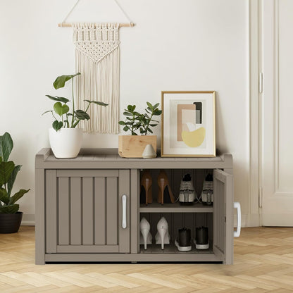 ROJIK Shoe Cabinet Waterproof UV-Resistant,Storage Bench Indoor Outdoor with Adjustable Shelves,for