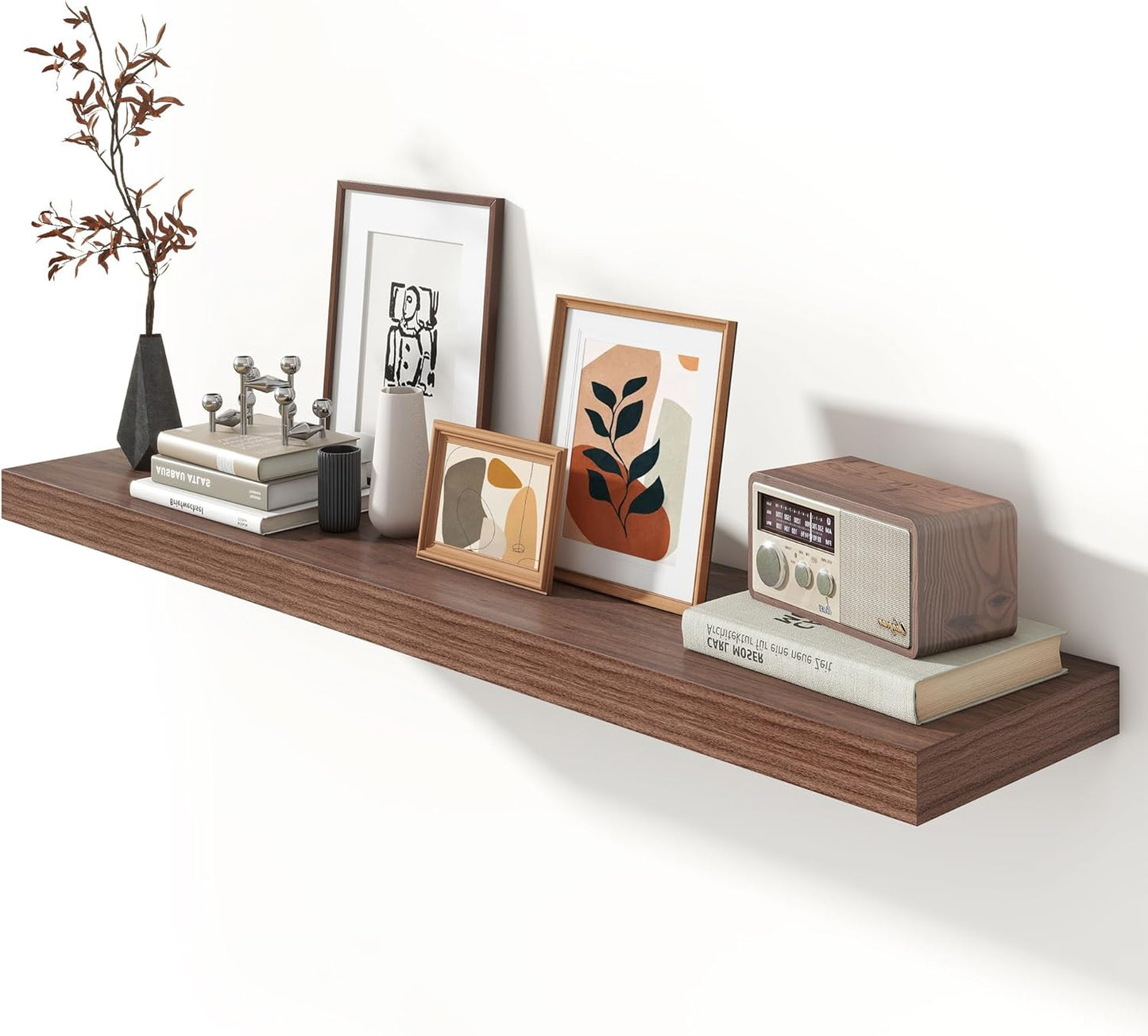 Deep Floating Shelves for Wall - 55 Inch Wide x 12 Inch Deep Wall Shelves Set of 1 - Rustic Walnut