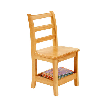 ECR4Kids Three Rung Ladderback Chair with Storage, 14in Seat Height, Classroom Seating, Honey