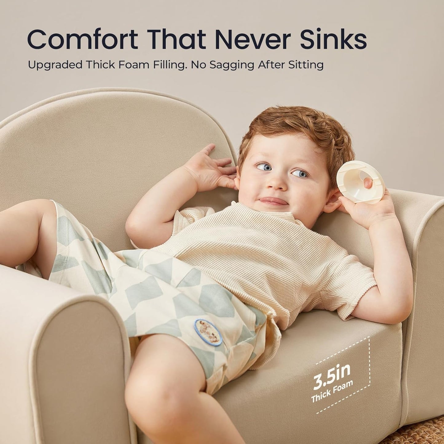 Tiny Land 2-in-1 Foldable Kids Couch with Pockets – Soft Thick Toddler Sofa, Lounger Couch