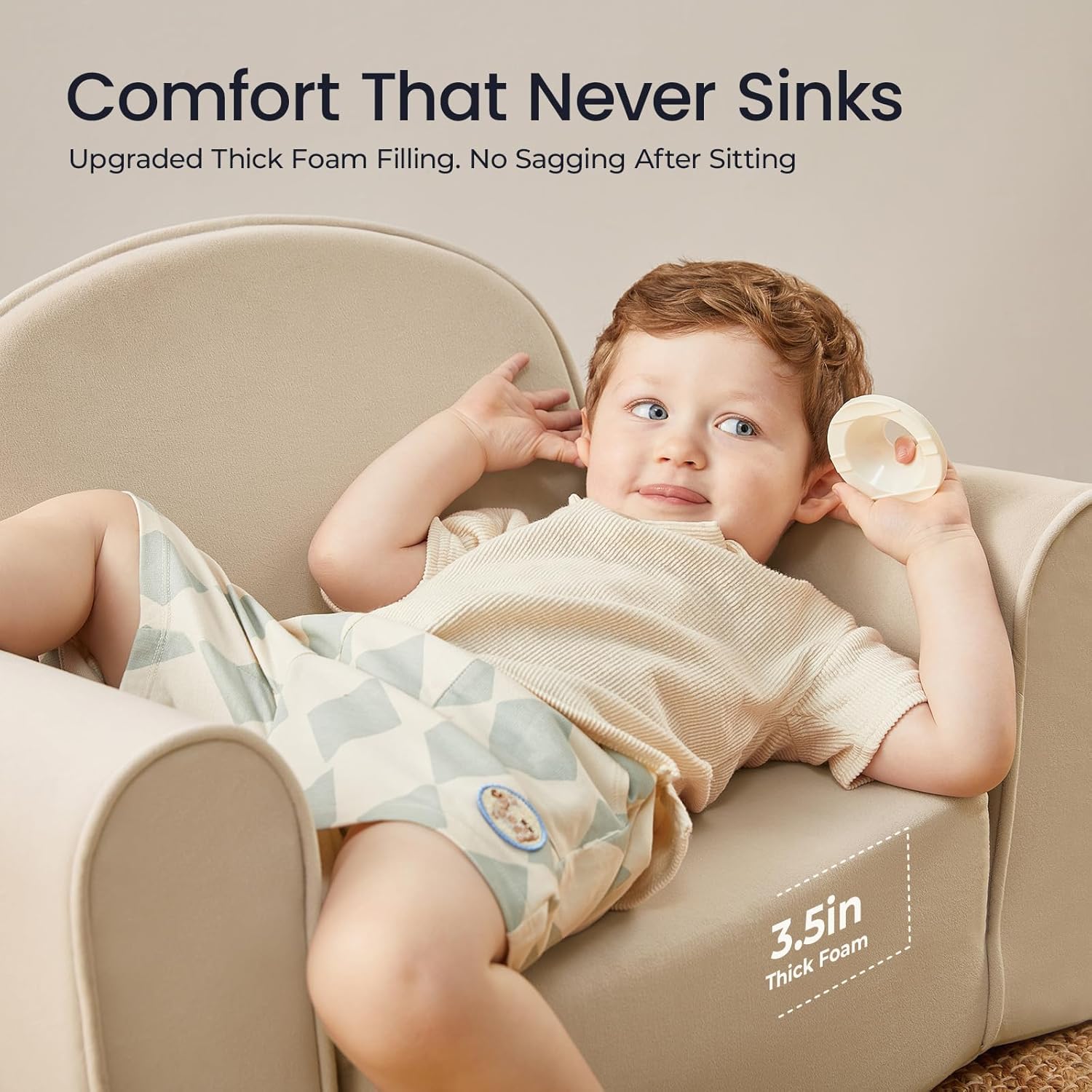 Tiny Land 2-in-1 Foldable Kids Couch with Pockets – Soft Thick Toddler Sofa, Lounger Couch
