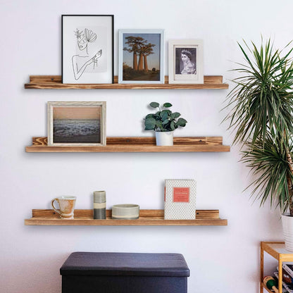 AZSKY Large Floating Shelves 36 Inch Wood Wall Mounted Set of 3 Floating Bookshelf Long Wooden