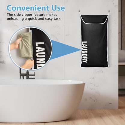 Hanging Laundry Hamper Bag XL 40x22", Space Saving over the Door Storage Bags, Behind the Door
