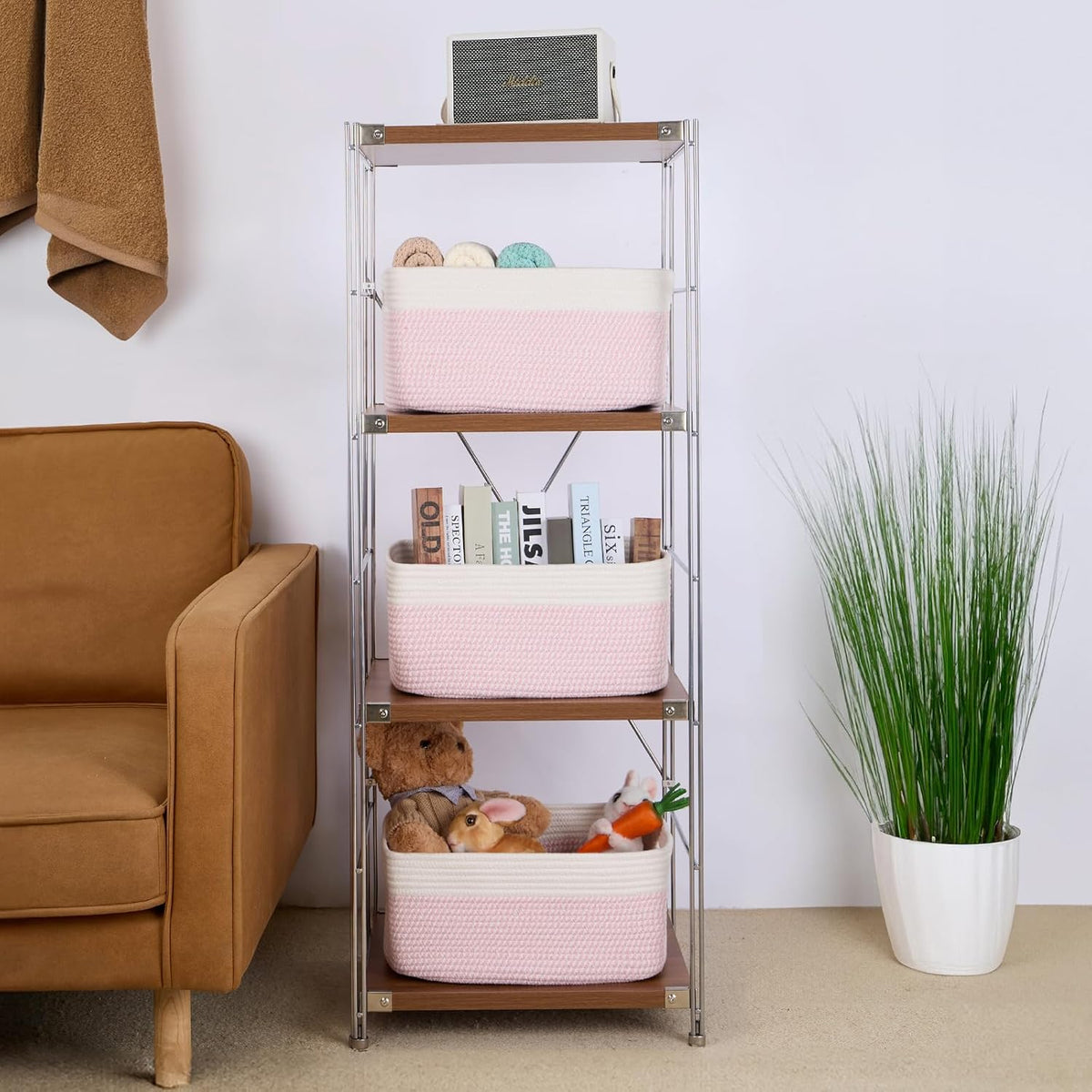 Large Storage Baskets for Organizing, Closet Shelf Baskets for Clothes Blanket Towels, Baby