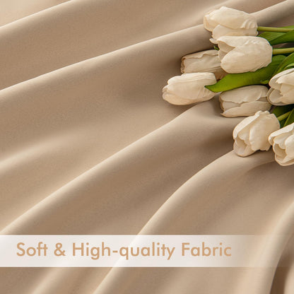 MIULEE Back Tab Beige Curtains 96 Inch Long 2 Panels Set for Living Room Bedroom, Cream Rod