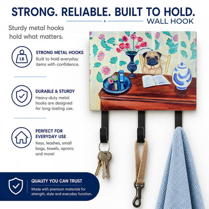 Caroline's Treasures 7253TH68 Pug Leash or Key Holder, Wall Hooks, Key Hooks Holder, Coat Rack Wall