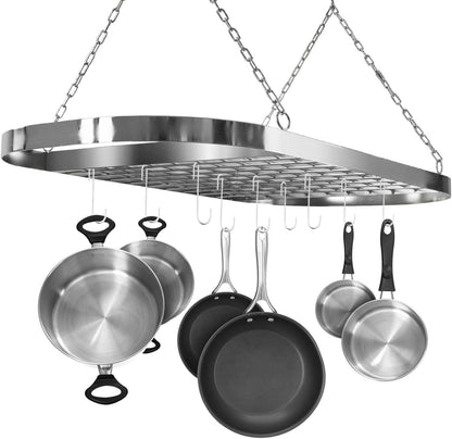 Sorbus® Pot and Pan Rack for Ceiling with Hooks — Decorative Oval Mounted Storage Rack