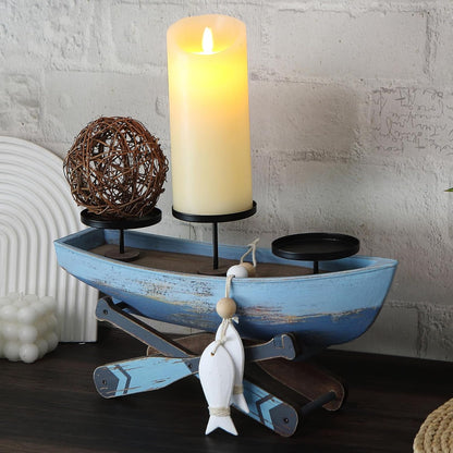 Nautical Votive Candle Holder, Ocean Themed Farmhouse Boat Candle - Marine Beach Style Handmade