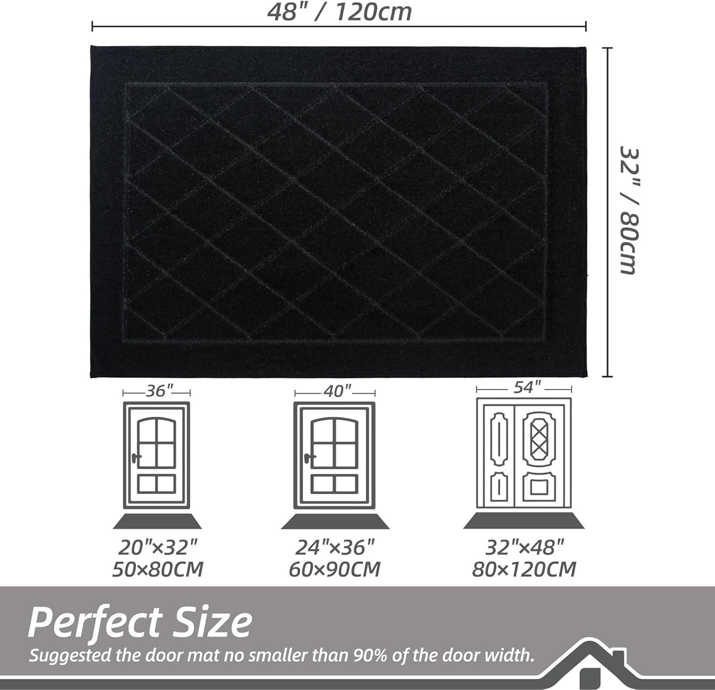 BEQHAUSE Dirt Trapper Door Mat 32" x 48", Doormat Non-Slip Entryway Rugs Washable, Dog Door Mat