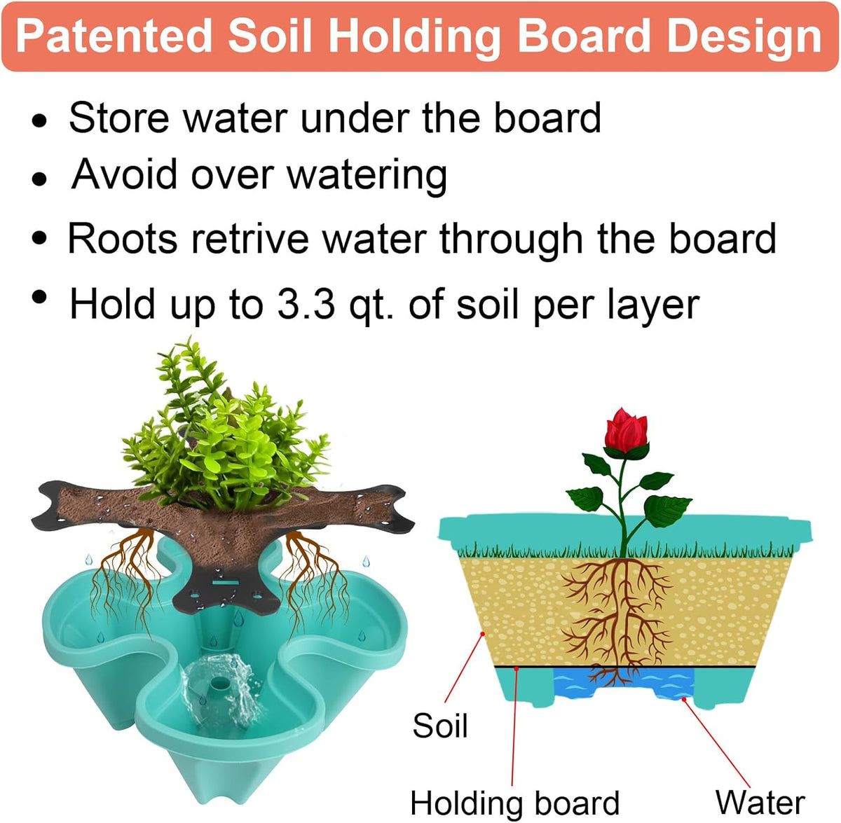 Vertical Planter, 7 Tier Stackable Strawberry Planter with Garden Tool Set, Movable Indoor/Outdoor