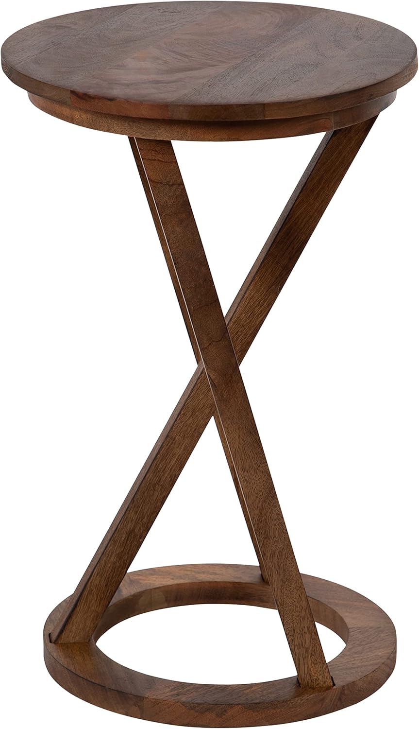 Kate and Laurel Aja Modern Side Table; 15 x 15 x 23; Walnut Brown; Decorative Modern Geometric Wood