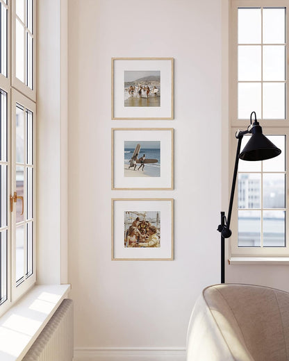 HAUS AND HUES Solid Oak Wood 12”x12” Picture Frames Matted to 8”x8” Set of 3-12x12 Photograph