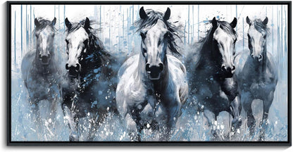 DUNHUANG ART Rustic Equine Gallop Canvas Wall Art - Stunning Horse Themed Decor for Living Room