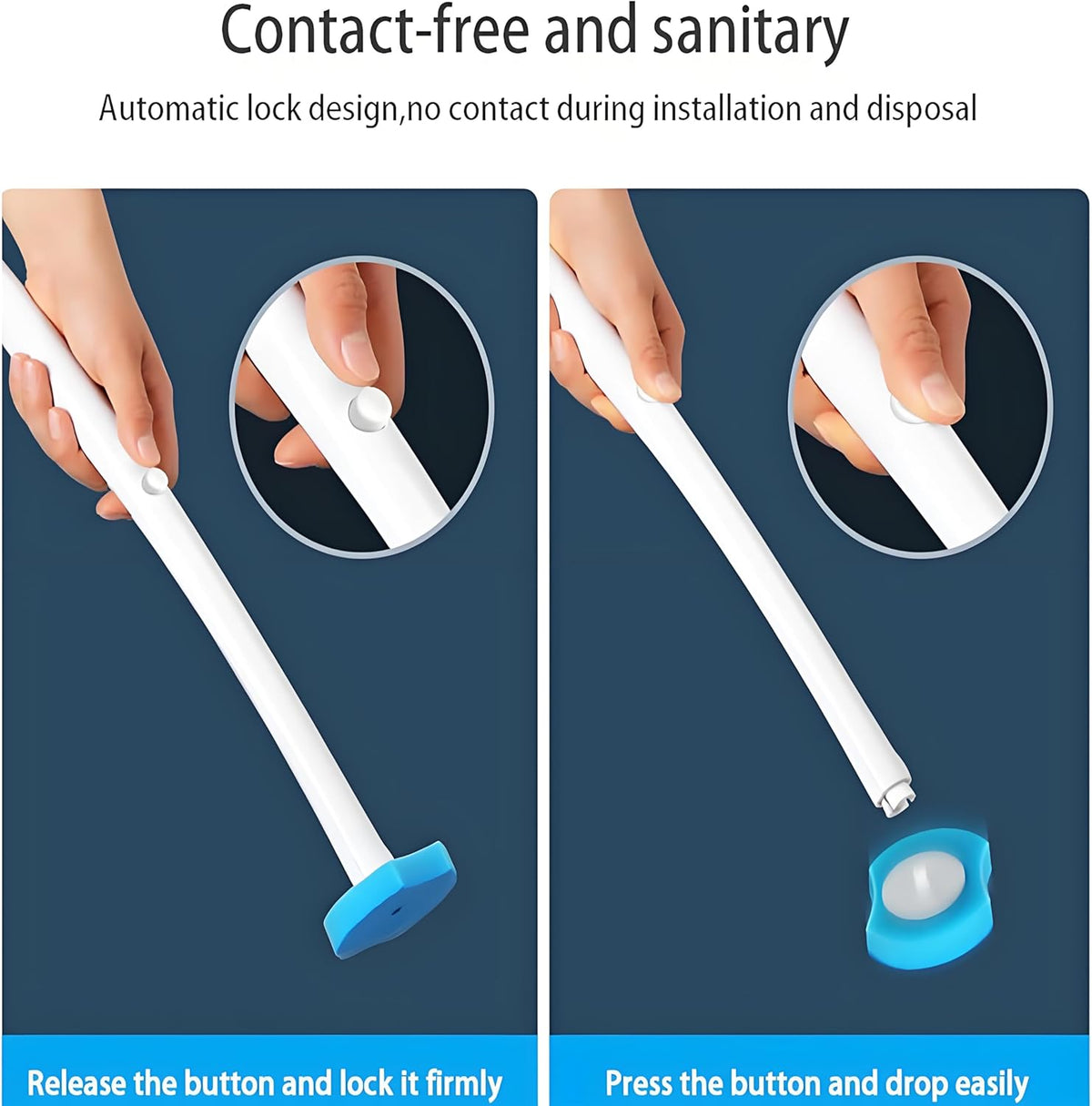 Disposable Toilet Brush with 40 Wand Refill Heads - KIRIKIT Wall-Mounted Toilet Brush and Holder