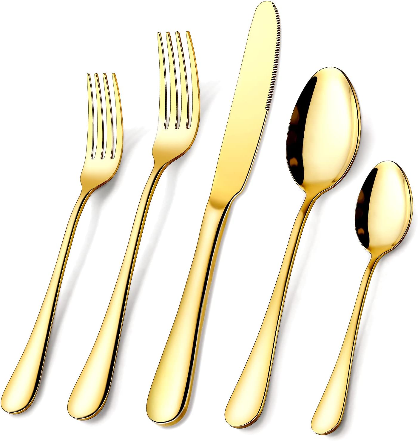 Gold Silverware Set, OGORI 40-Piece Food Grade Stainless Steel Gold Flatware Set, Kitchen Utensil
