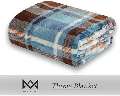MERRYLIFE Throw Blanket Plaid Sherpa | Ultra-Plush Soft Colorful Oversized | Decorative Couch