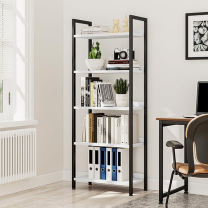 NUMENN Bookshelf, 5 Tier Bookshelves, Home Office Bookcase Shelf Storage Organizer, Free Standing