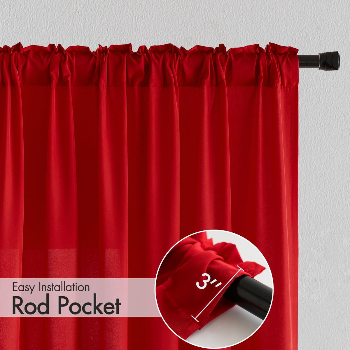 MIULEE Red Privacy Sheer Curtains That Let Light in 84 Inches Long Non-See-Through Semi Sheer