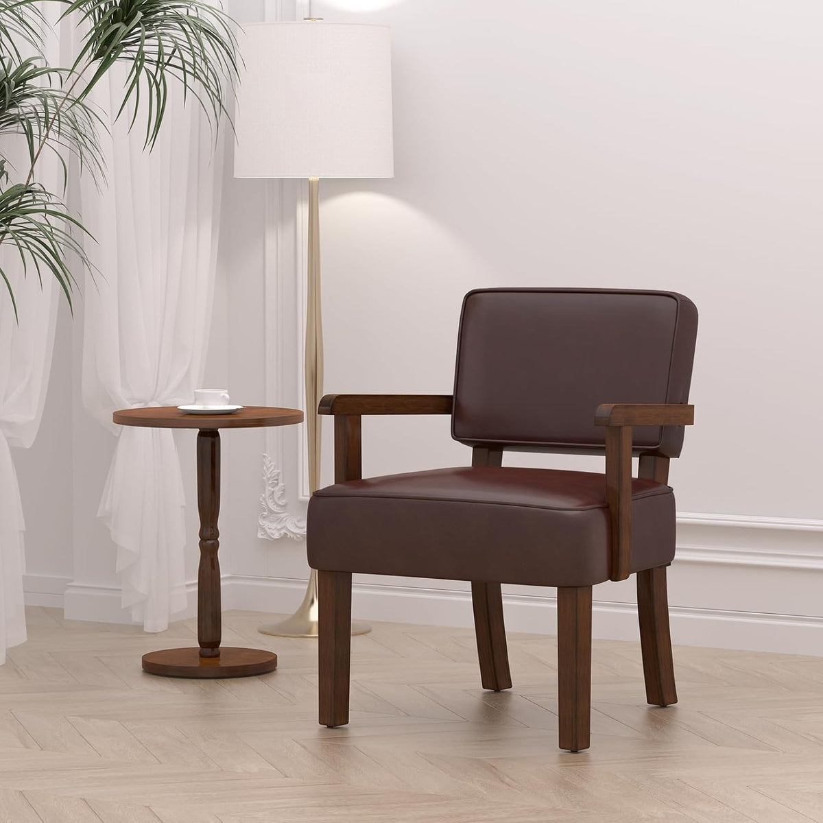 Accent Chair, PU Leather Living Room Chairs Oversized with Soft Seat and Armrests, Armchair for