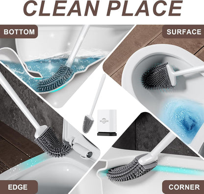 Sellemer Toilet Brush and Holder Set - Flexible Toilet Bowl Brush Head with Silicone Bristles